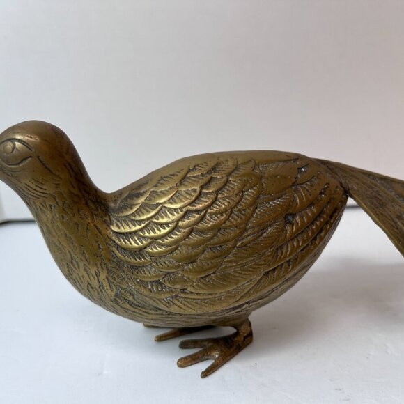 Vintage Pair of SOLID BRASS Pheasant Birds MCM Decor Approx 5" x15” - Picture 3 of 13